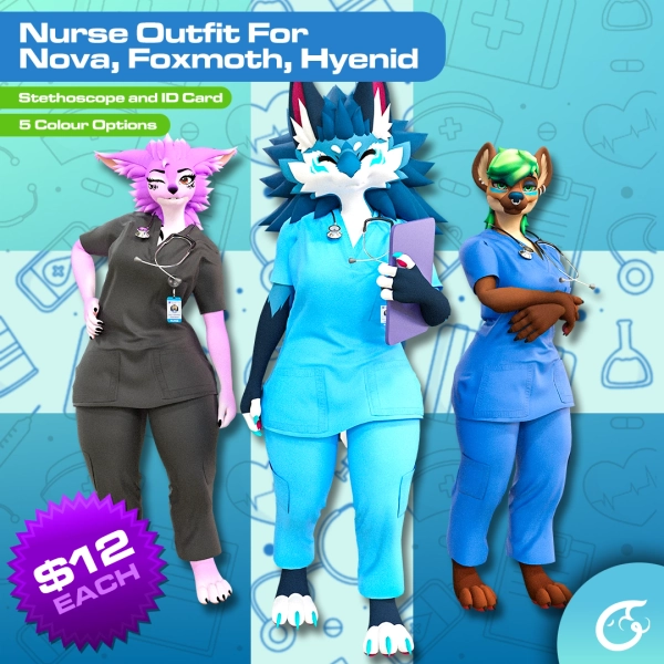 Nurse Outfit For Nova, Foxmoth, Hyenid | VRChat Clothing by perfecto on Jinxxy