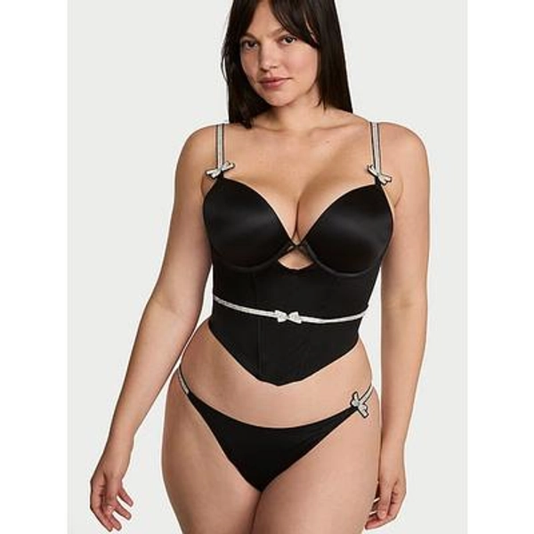 Very Sexy Shine Bow Push-Up Corset Top, Black, M - Women's Bras - Victoria's Secret