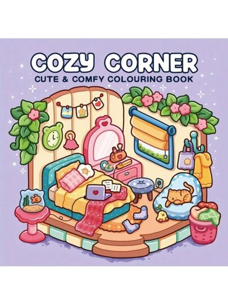 Comfortable Corner | Educational & Stress Relief | Adult Coloring Book | Includes 24 Pages Of Wardrobe, Outdoor Scenery And More | Intricate Patterns, Clear Lines. Suitable For Stationery, School Supplies, Great Gift For Girls, Valentine's Day, New Year