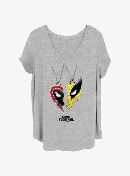 Marvel Deadpool & Wolverine Best Friend Necklace Girls T-Shirt Plus Size