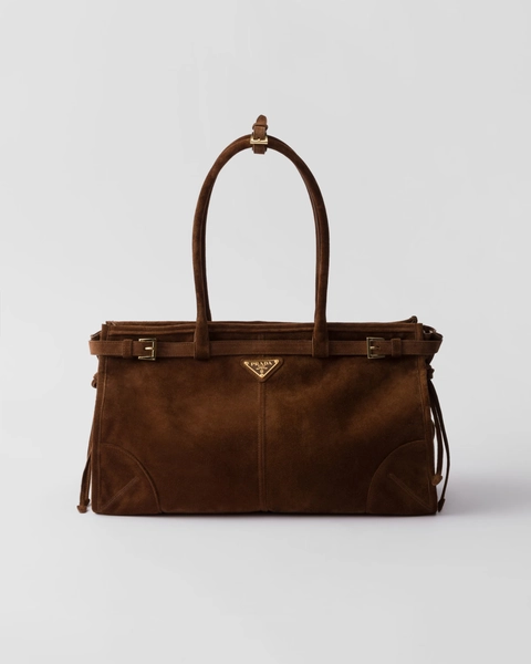 Prada Bonnie large suede handbag