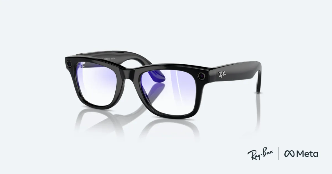 Ray-Ban Meta Wayfarer (Gen 1) Shiny Black AI Glasses with Clear Lenses