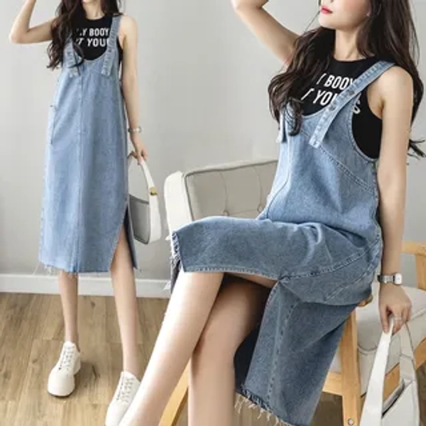 Sleeveless Denim Midi Sheath Dress