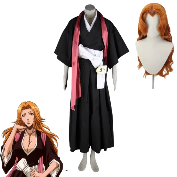 Matsumoto rangiku cosplay anime lixívia traje com cachecol festa de halloween role play roupas acessórios longo peruca de cabelo amarelo - AliExpress