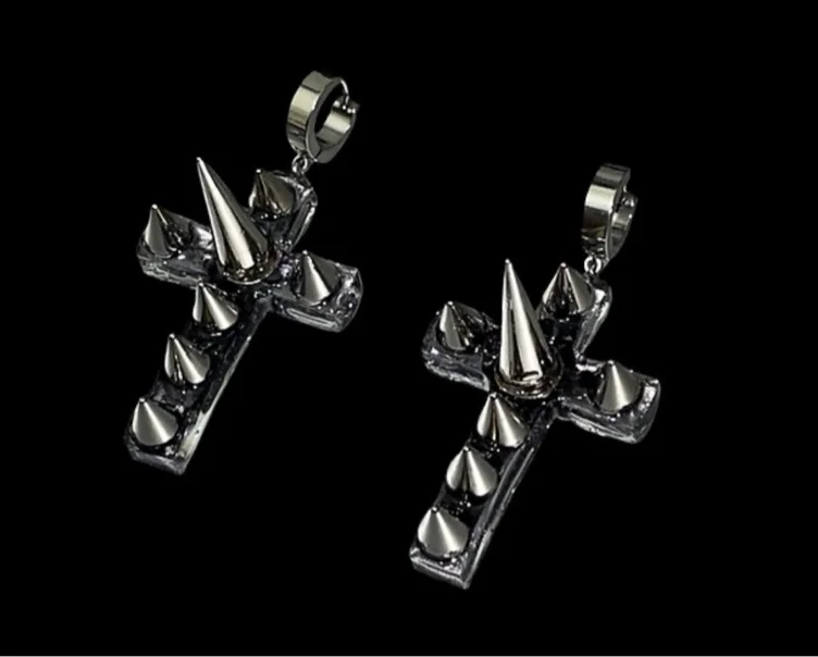 Black spiked drop earrings