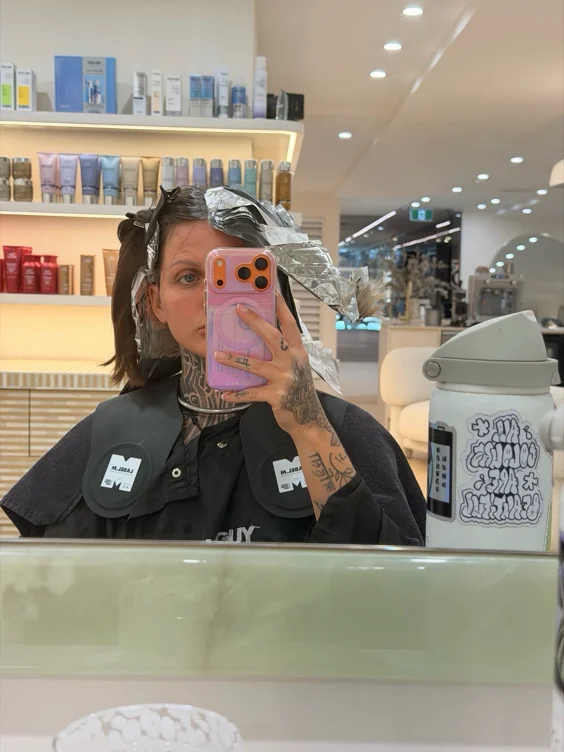 Hair cut & dyed 