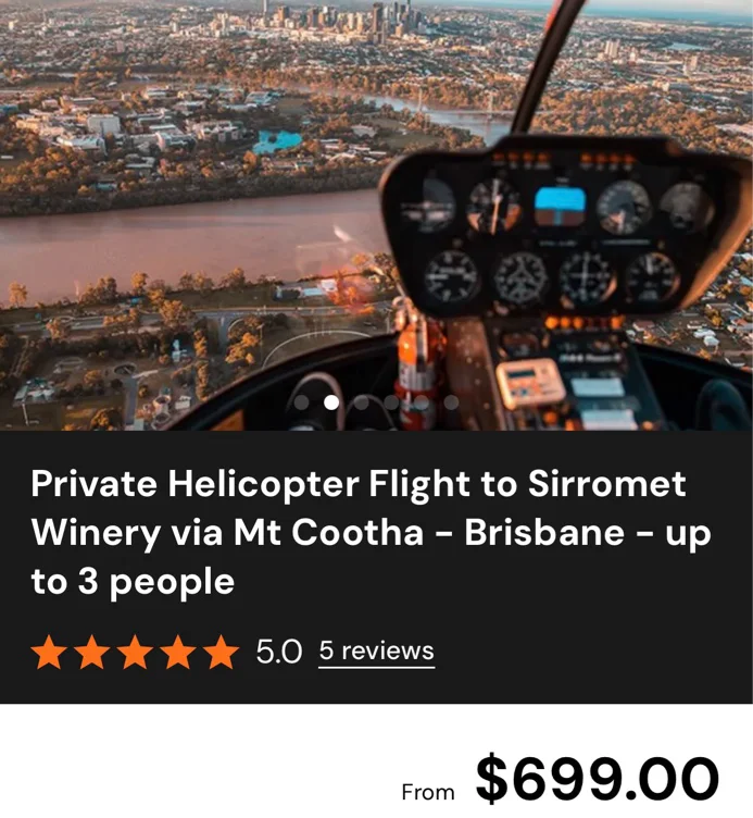 Helicopter wine tour 