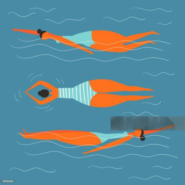 Swimming lesson with an instructor .