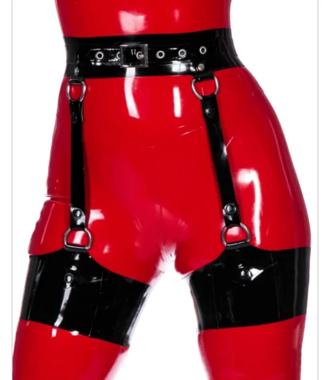 Latex leg suspender/garter in blue