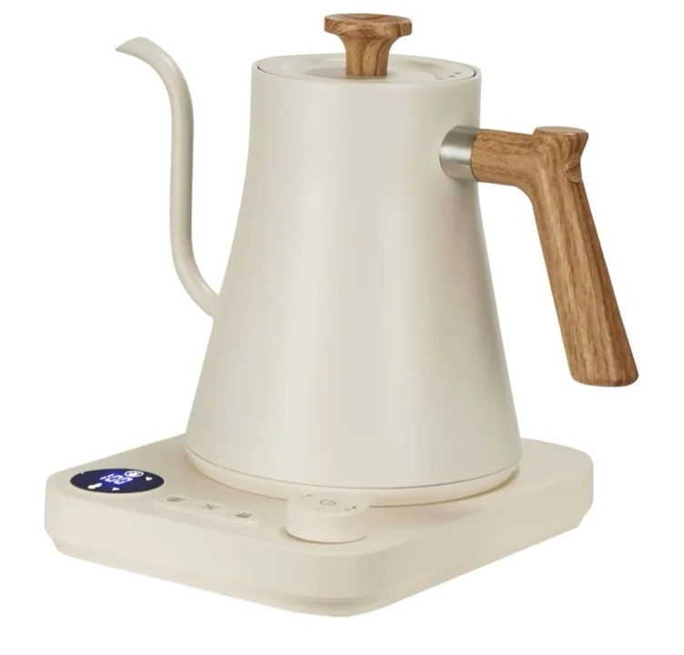 VICBINLY Electric Gooseneck Kettle, Pour Over Coffee and Tea Kettle, 0.9L Tea Kettle, 1200 Watt Quick Heating, Boil-Dry Protection, Temperature Control, Matte White - White