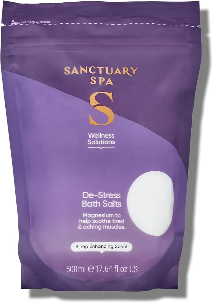 Sanctuary Spa De-Stress Epsom Bath Salts with Magnesium, No Mineral Oil, Cruelty Free & Vegan Bath Soak, 500g : Amazon.ie: Home & Kitchen