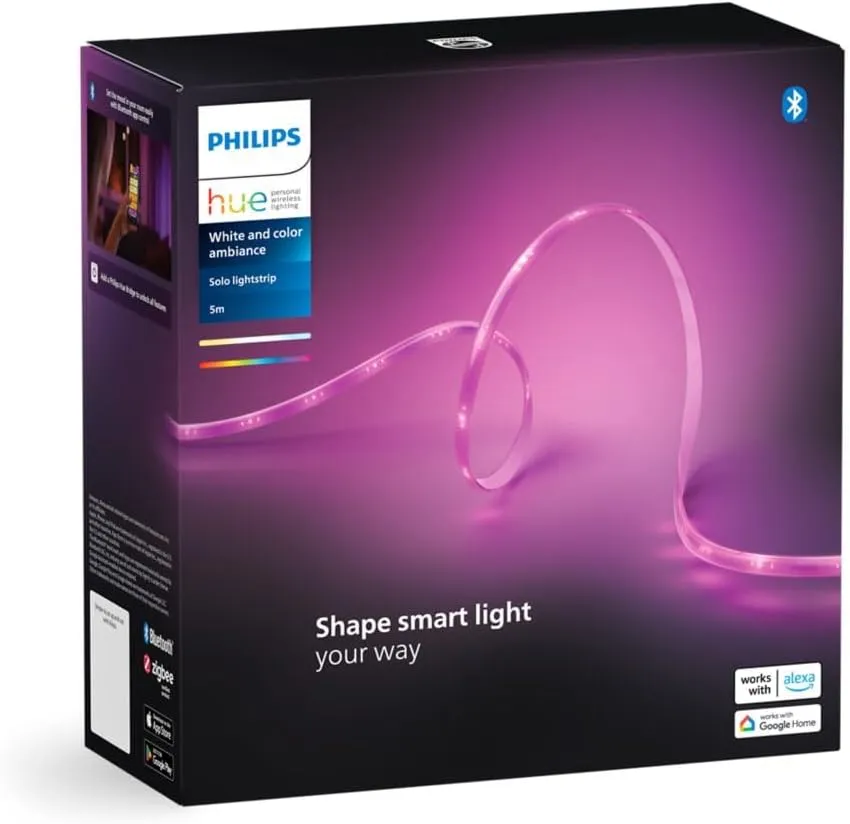 Philips Hue Indoor 5-Meter Smart LED Solo Lightstrip Base Kit (Pack of 1), LED Lights Controlled with Hue App, Smart Lighting Works with Alexa, Google Assistant and Apple HomeKit, Plug Type G : Amazon.ie: DIY & Tools
