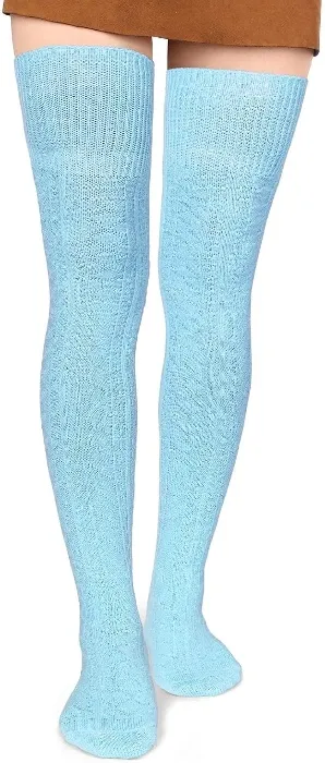 Moon Wood Women's Overknee Stockings Overknee Stockings, 1 baby blue, One Size : Amazon.ie: Fashion