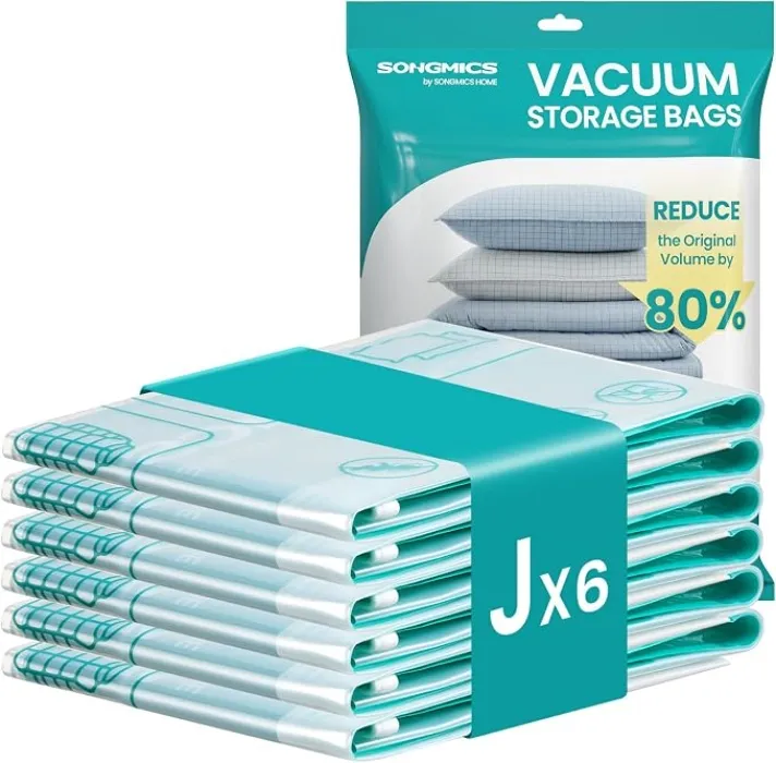SONGMICS Vacuum Storage Bags, Vacuum Seal Suction Bags for Clothes Bedding Travel, Space Saver Reusable, 6 Pack, J, Transparent LVB103W101 : Amazon.ie: Home & Kitchen