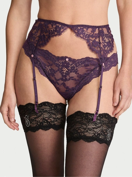 Victoria's Secret Shadow Purple Thong Lace Knickers 