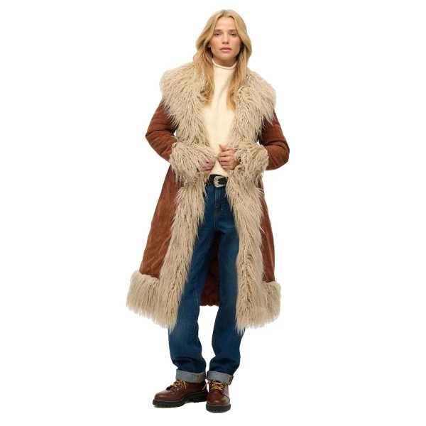 Superdry Long Afghan coat Brown | Dressinn