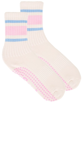 Pilates Pink Retro Grip Socks