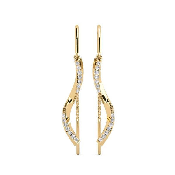 18k Aur galben Rotundă Diamant Cercei Dama Parcha