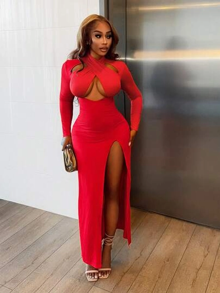 Hollow Out Evening Gown