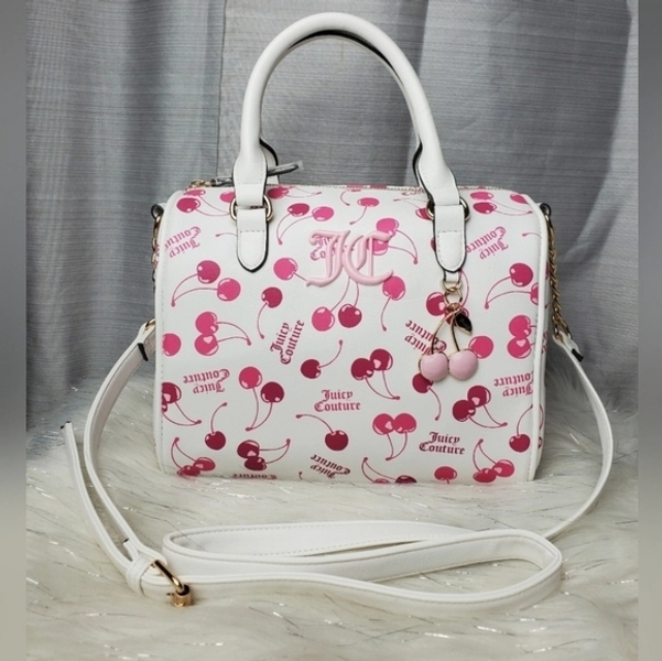 Juicy Couture White Cherry On Top Satchel Crossbody Bag