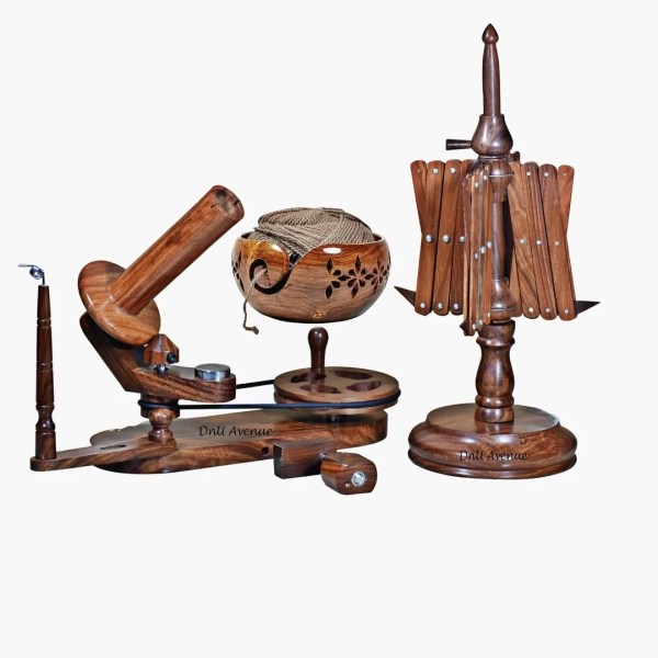 Handcrafted Wooden Yarn Winder With Center Pull Ball Yarn Bowl - Etsy
