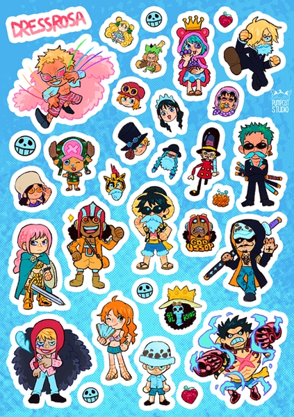 One Piece DRESSROSA Sticker Sheet