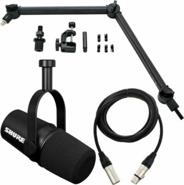 Shure MV7X Δυναμικό Μικρόφωνο XLR Επιτραπέζιο, Shock Mounted Podcast Bundle