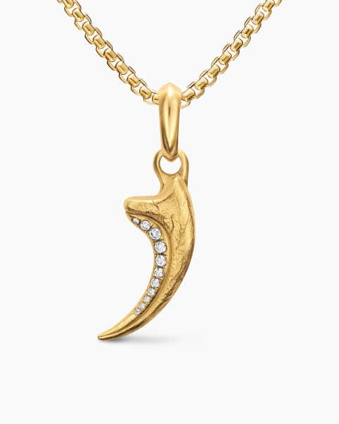 Raptor Claw Amulet in 18K Yellow Gold with Diamonds, 27.3mm