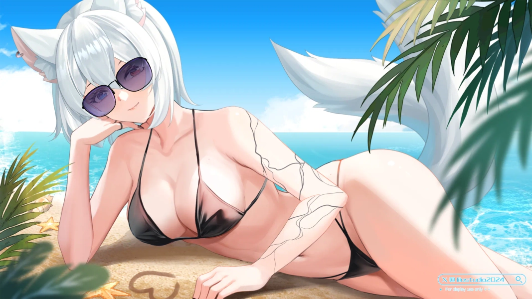 YCH summer  beach - Animted illustration by lilostudio (@lilostudio)