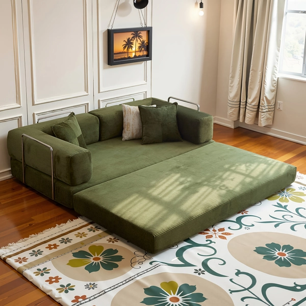 TEMU Boneless Sofa Bed, Modern Cloud Couch Folding Sofa Bed, In A Box Compressed Memory Foam Sofa With Washable Sofa Cover For Living Room, Bedroom,