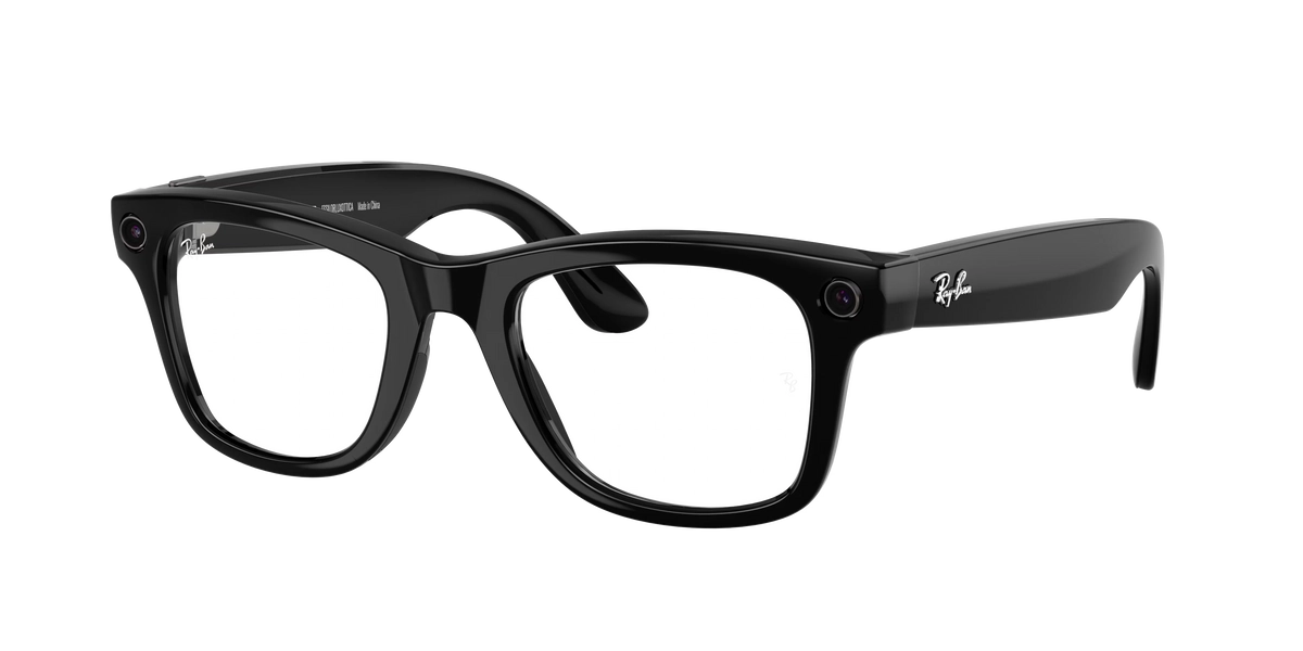 RW4012 Ray-Ban Meta Wayfarer Black - Unisex Sunglasses, Clear/Graphite Green Lens