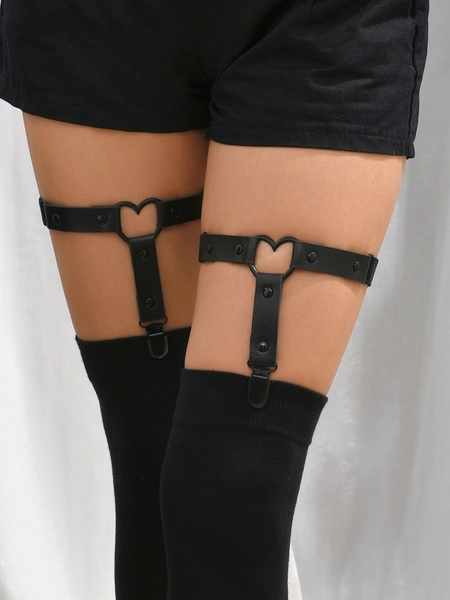 2pcs Women Studded Decor Garter Belt Halloween Valentine's Day Valentines