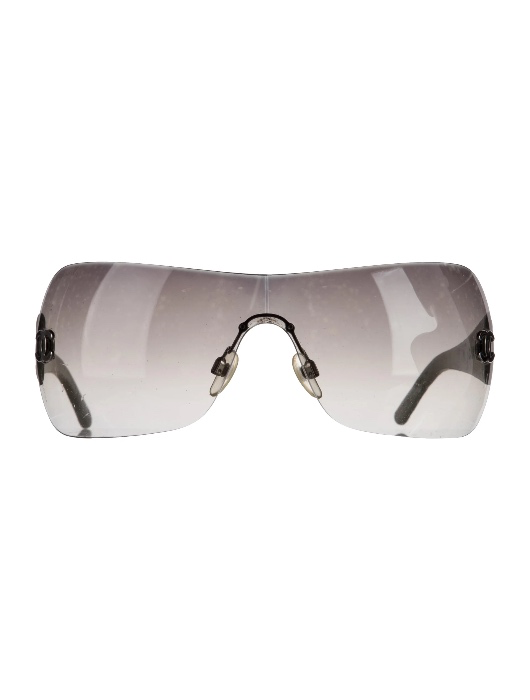 chanel vintage interlocking CC logo oversized shield sunglasses 