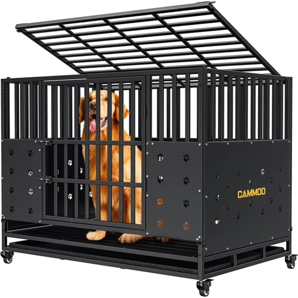 CAMMOO 48" XL Dog Kennel - Black