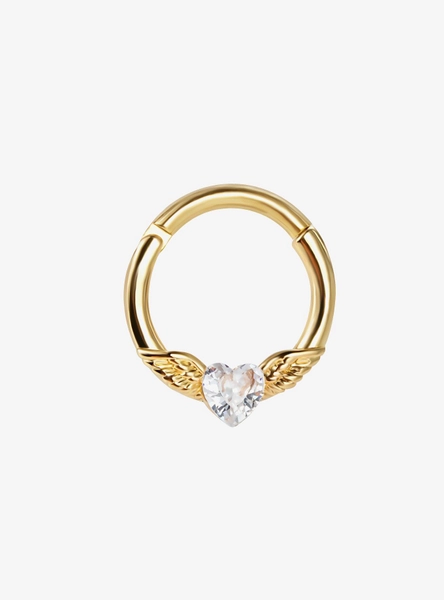 Steel Gold Winged Heart Hinged Clicker