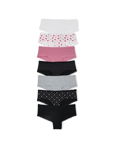 7-Pack Lace-Trim Cotton Cheeky Panties