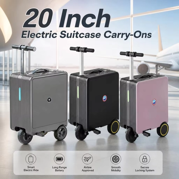 20-Zoll-Elektrokoffer, Handgepäck mit großem Fassungsvermögen, Bordtrolley mit TSA-Schloss für Männer, Frauen, Kinder, fahrbarer Reise-Rollkoffer - AliExpress