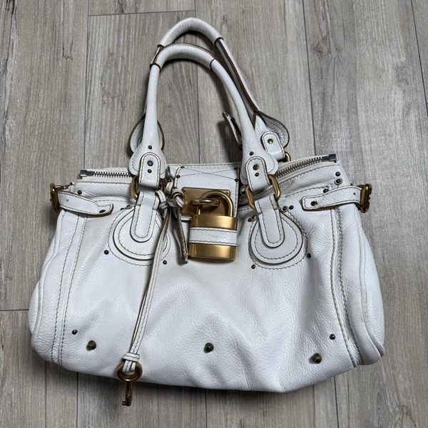 Chloe Paddington White Shoulder Bag Padlock Auth From Japan TK