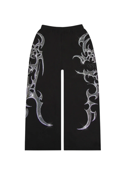 CRASH RHINESTONE OVERSIZED SWEATPANTS BLACK