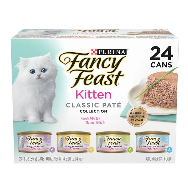 Fancy Feast® Kitten Classic Pate Wet Cat Food - Variety Pack, 3 Oz, 24 Count, Real Milk