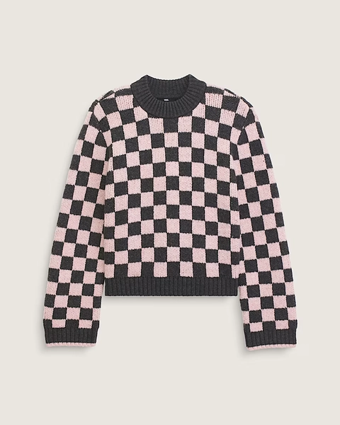 Cameron Sweater in Checkerboard Grey / Pink | Vans