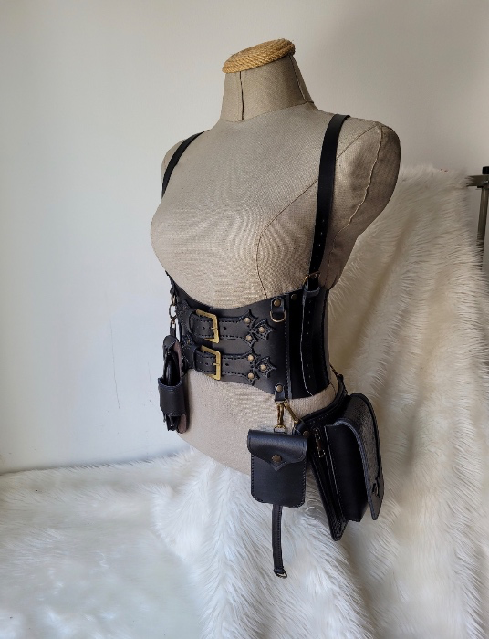 Leather Utility Corset Belt set: Festival Harness