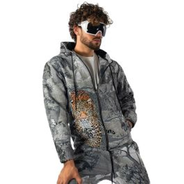 Graphic Jaguar Jacquard Tapestry Zip Up Hoodie