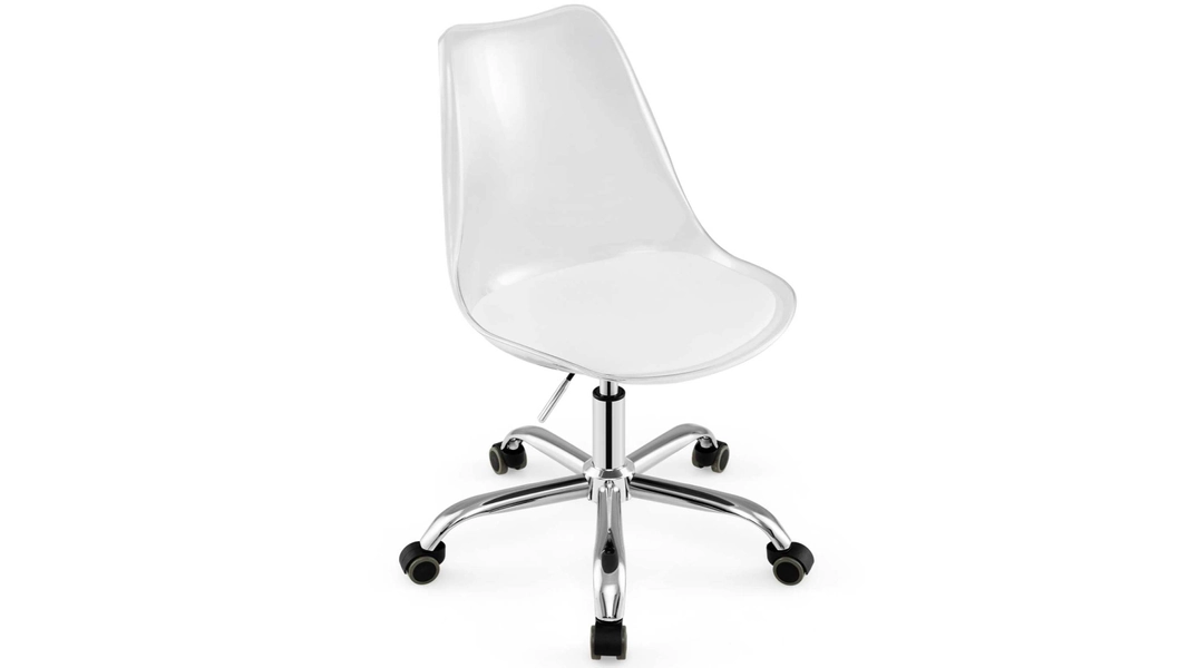 Costway Clear Armless Rolling Desk Chair with Swivel Seat