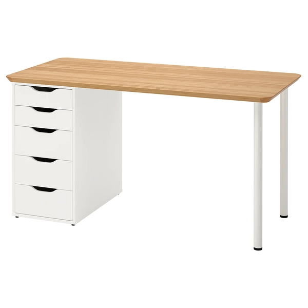 ANFALLARE / ALEX Desk - bamboo/white 55 1/8x25 5/8 "