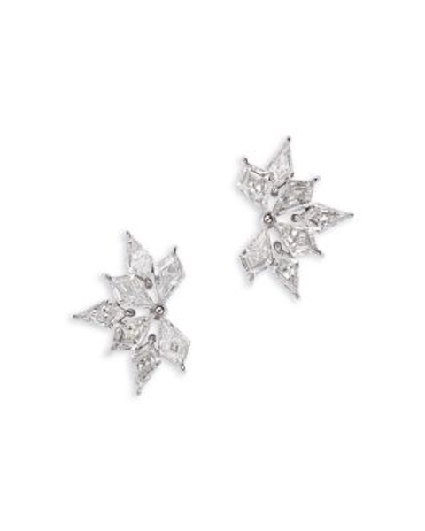 Luxe Collection Certified Lab Grown Diamond Kite Curved Cluster Stud Earrings in 14K White Gold, 1.75 tcw