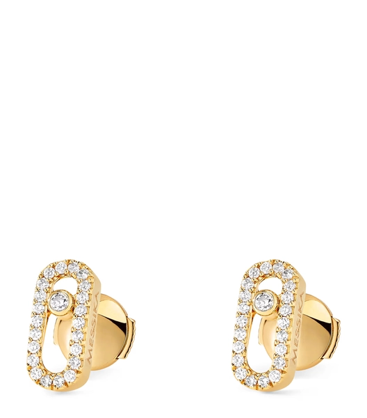Messika Yellow Gold and Diamond Move Uno Stud Earrings