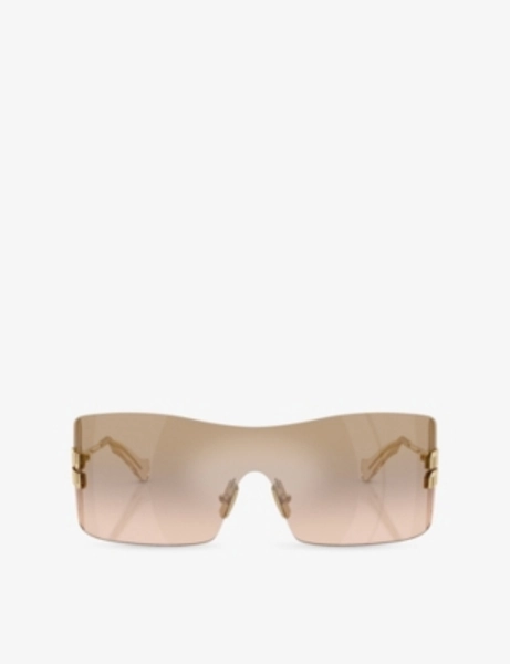 MU B53S Rectangular-Frame Metal Sunglasses