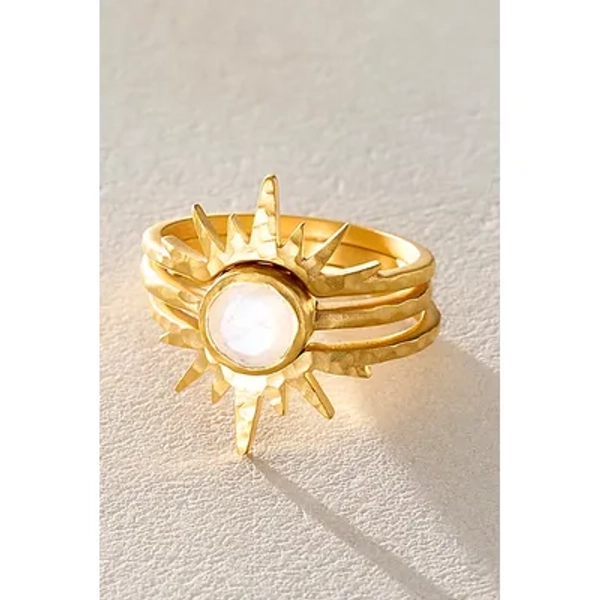 Satya Light Seeker Moonstone Starburst Nested Ring Set