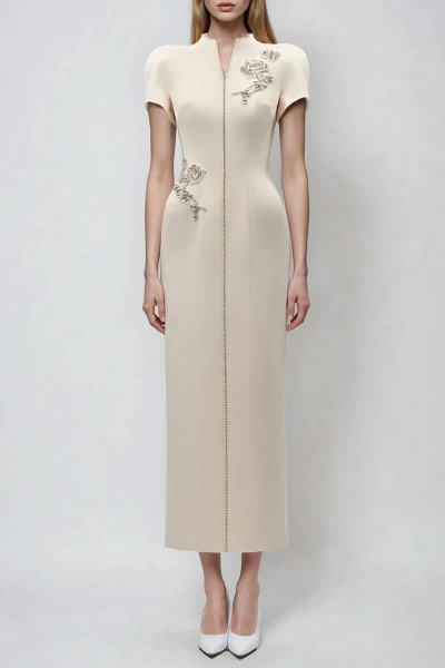 Dror Embroidered Floral Qipao Maxi Dress